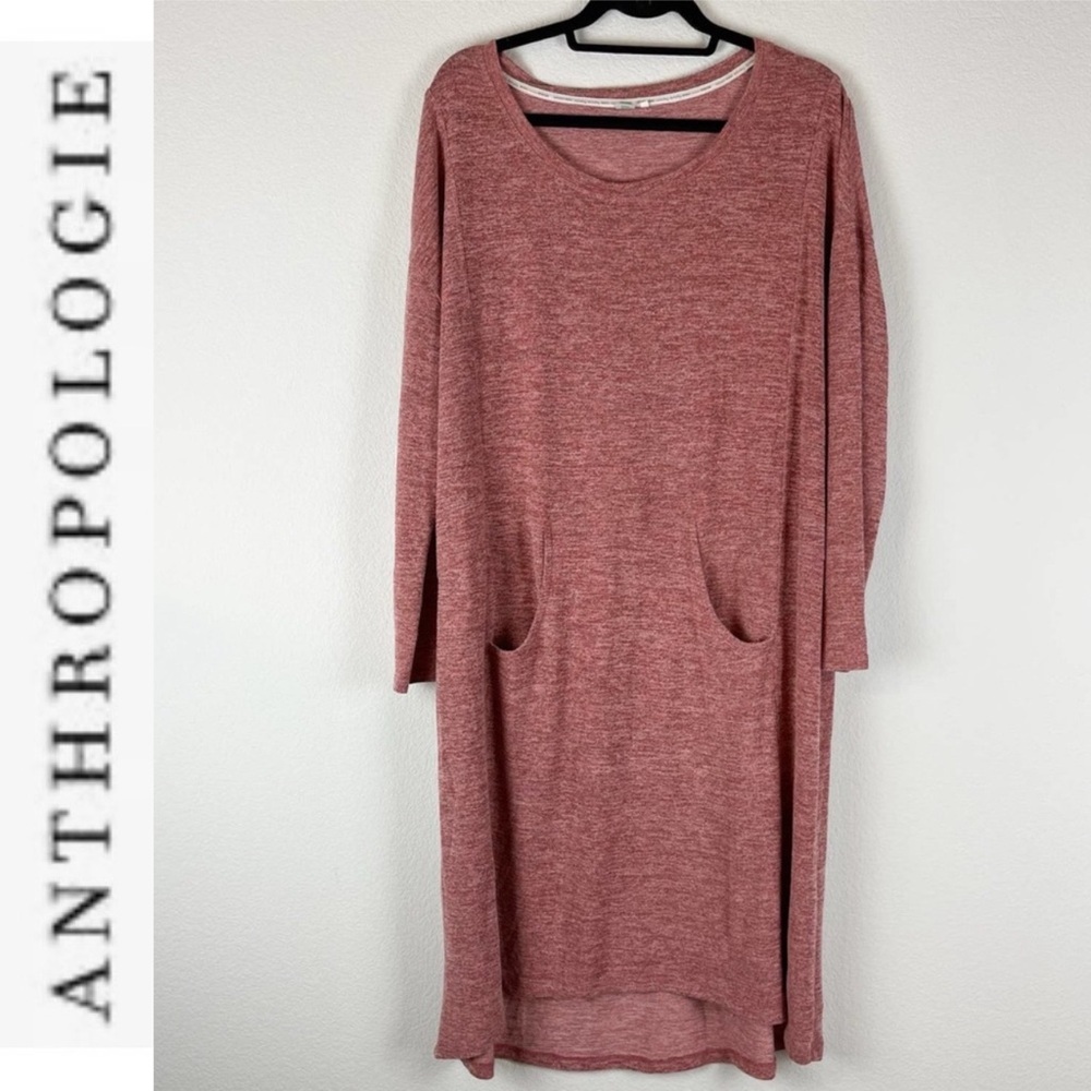 Anthropologie Saturday Sunday Pink Marled LongSleeve Nightgown Lounge Dress xs/s